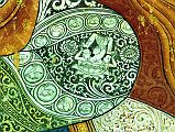 Tibet Guge 03 Tholing 12 White Temple 16 Sitatapattra Knee Closeup Some of the painting details are extraordinary, including the knee of Sitatapatra. Photo - Hein/Boelmann: Tibet � Der Wei�e Tempel von Tholing.